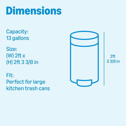 13-gallon capacity sized for standard kitchen trash cans