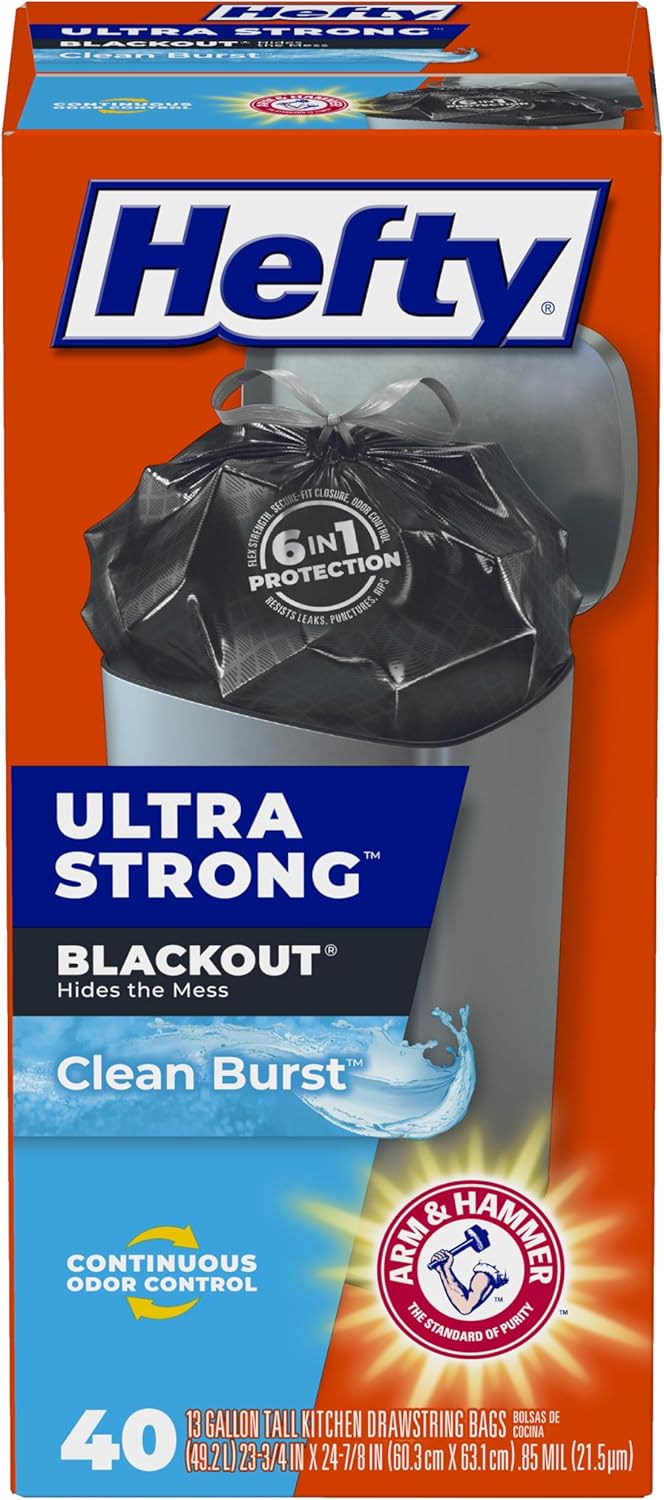 13-gallon capacity sized for standard tall kitchen trash cans