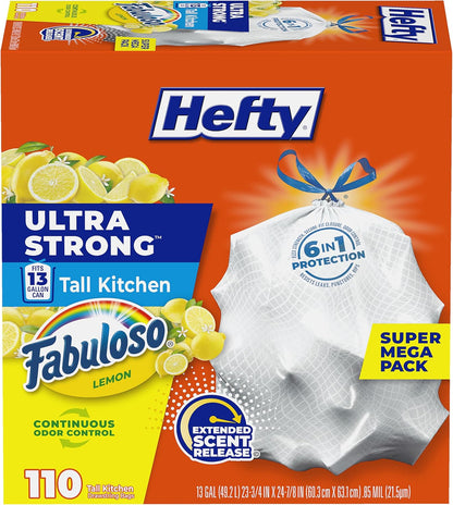 13-gallon tall-kitchen capacity sized to standard kitchen trash cans