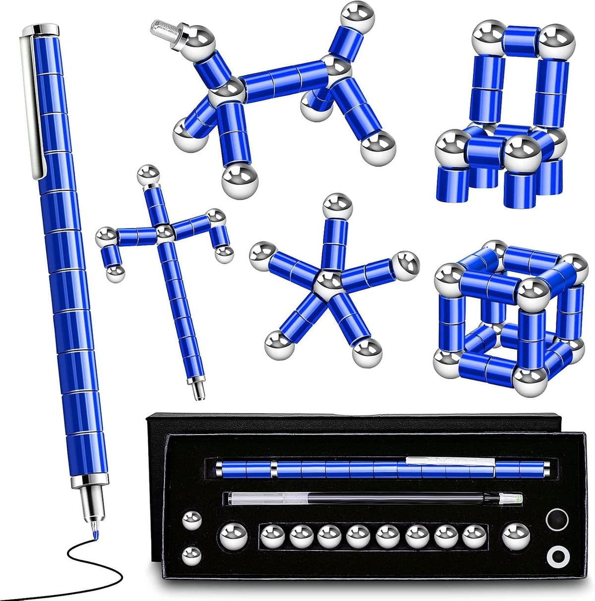 13 precision metal tubes and 12 steel connector balls for magnetic rebuilding