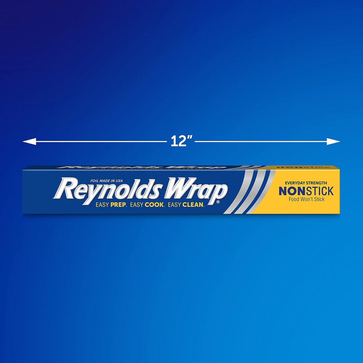 130 square feet of foil (43.33 yards x 12 inches) per standard roll; 50 sq ft and pack-of-12 bulk variants available