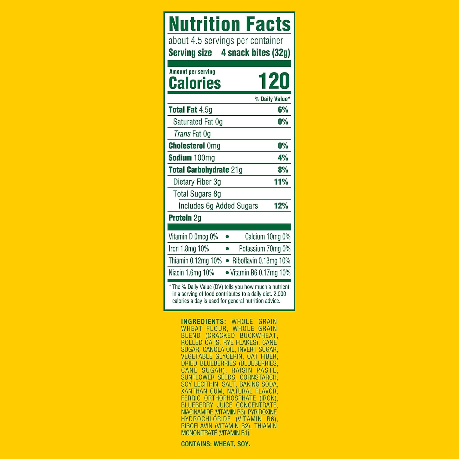 14 grams of whole grain and 4.5 grams of total fat per serving