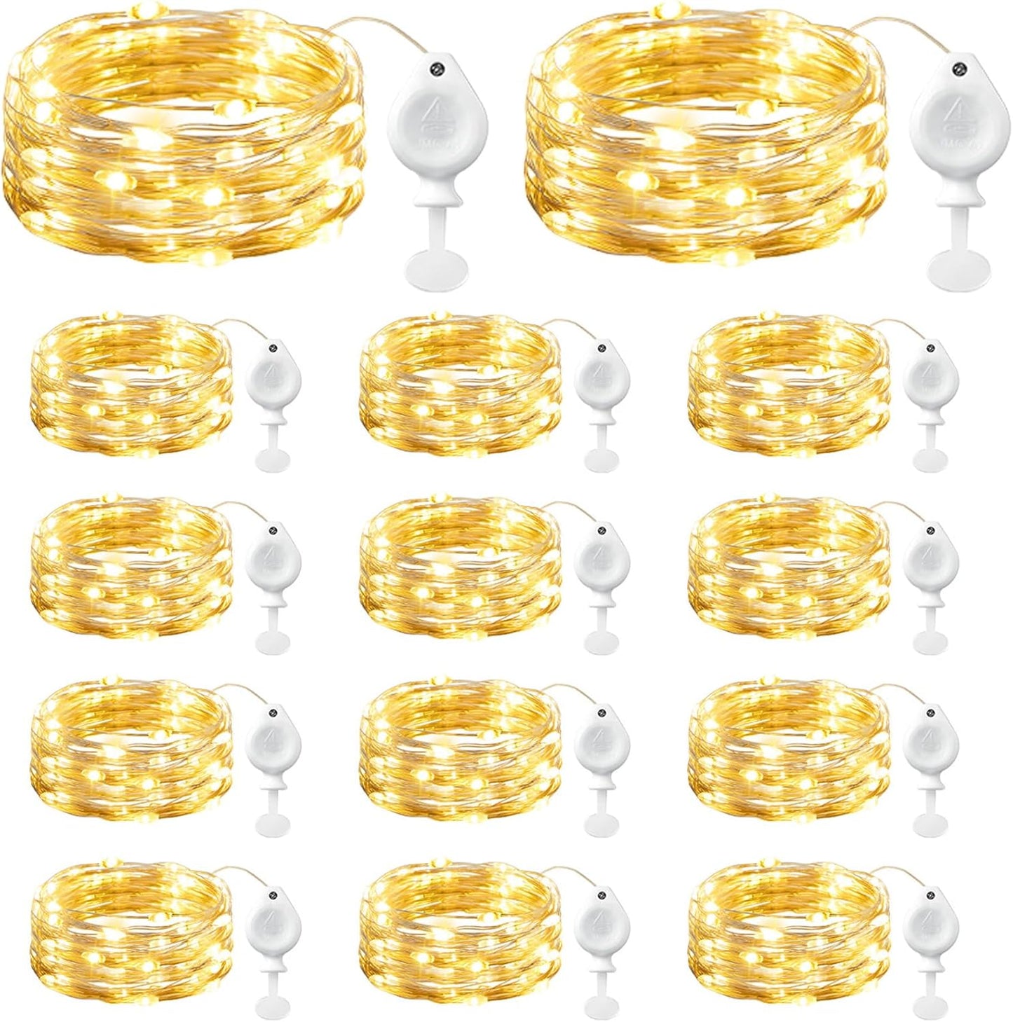 14-pack of 7ft strings with 20 energy-efficient warm white leds per string