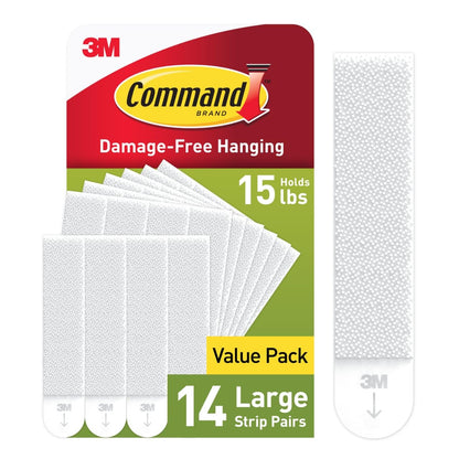 14 pairs (28 strips) of large white hanging strips, also available in a 28-pair bulk pack