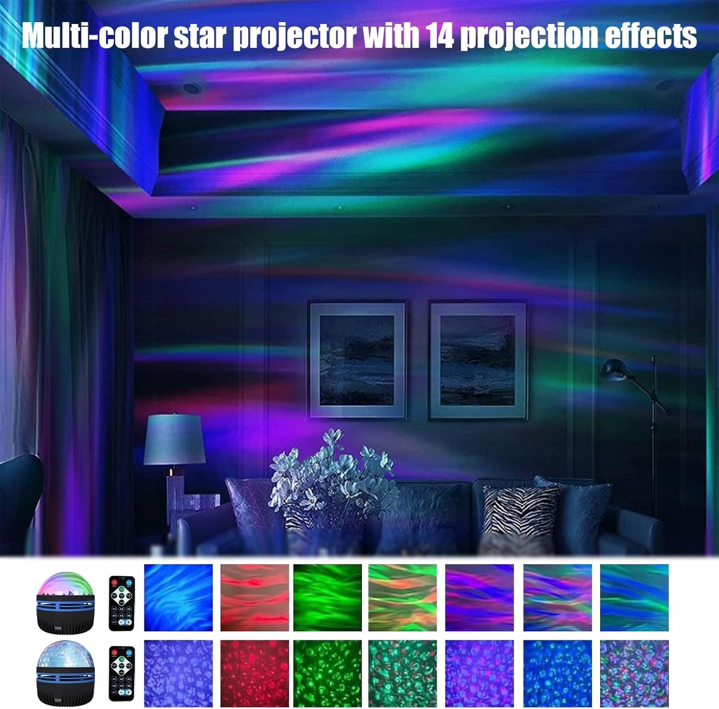 14 rgb color effects with 3 adjustable light speed levels