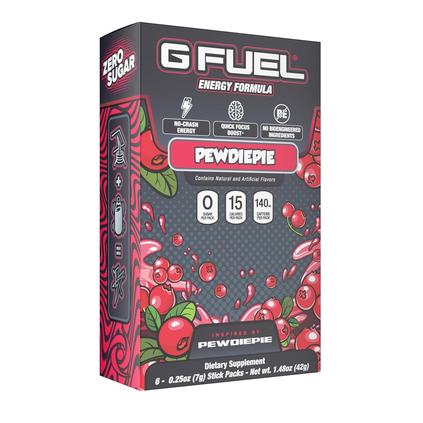 140mg clean caffeine per stick pack combined with focus amino complex