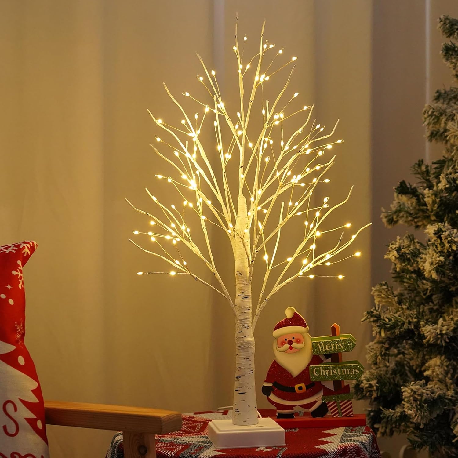 144 led warm white lights across 24 flexible branches on copper wire