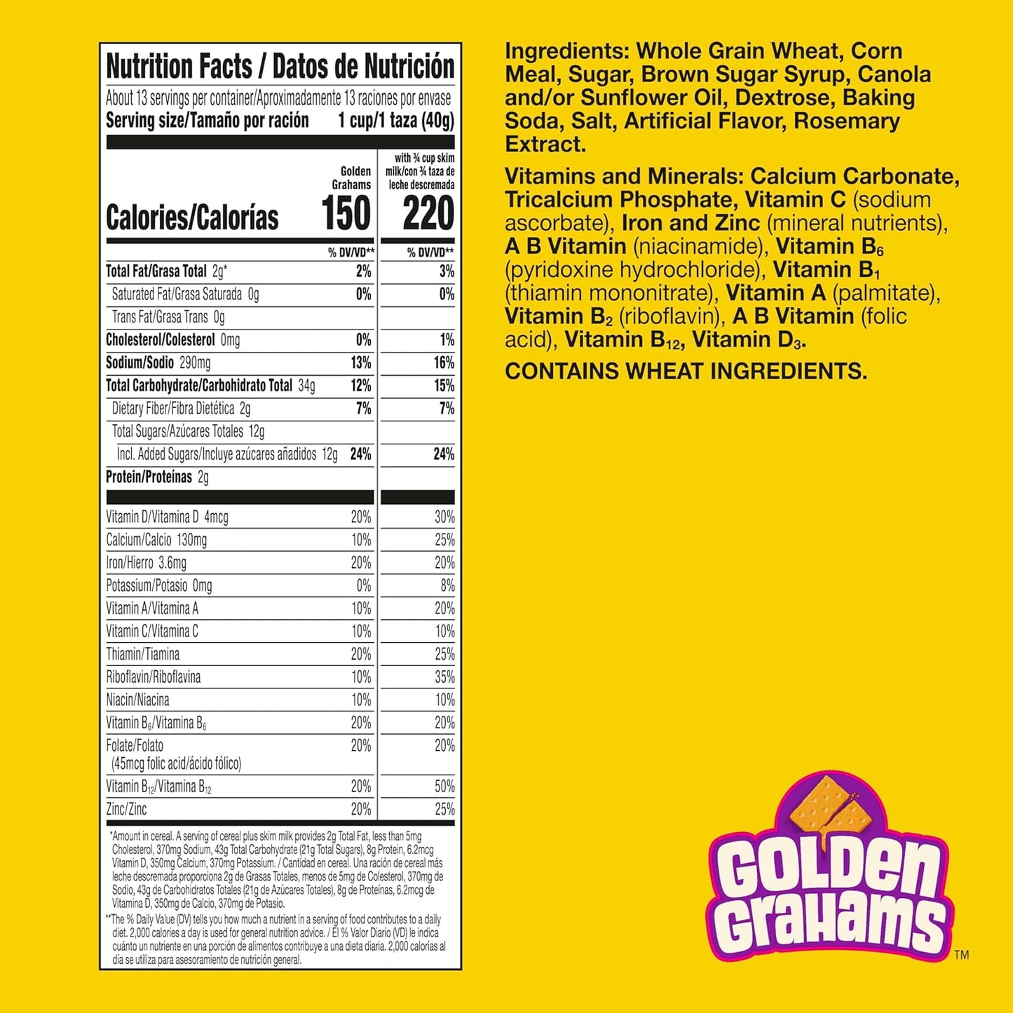 14g whole grain per serving, good source of calcium, 12 vitamins and minerals