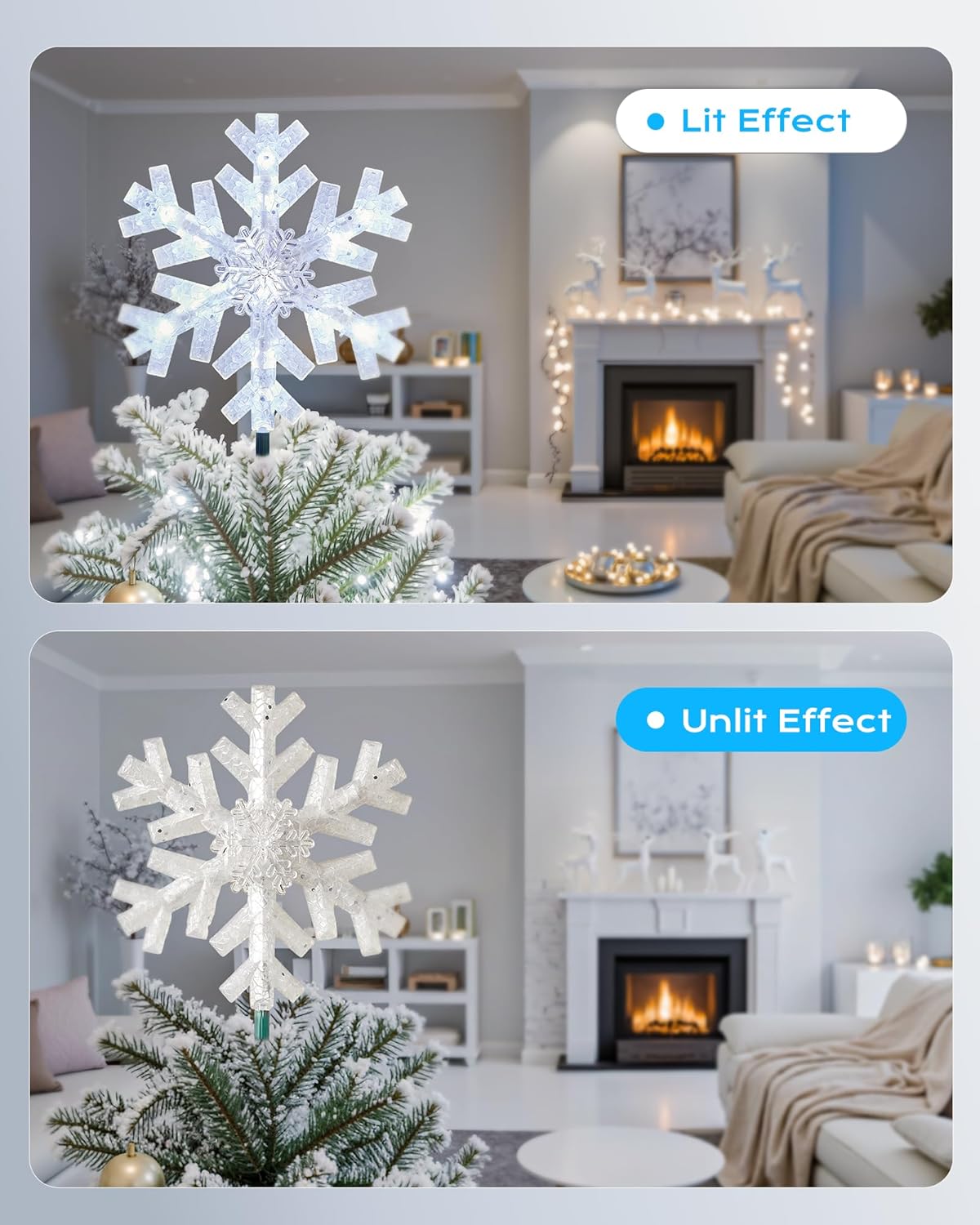 15 built-in replaceable clear cool white light bulbs