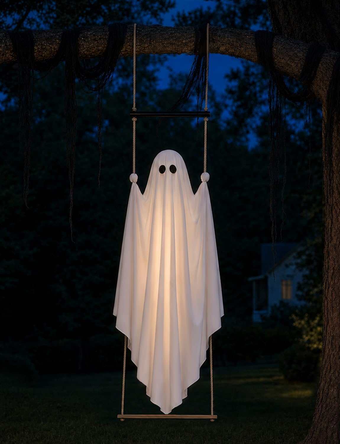 HauntedSwing 3.7FT Pre-Assembled Swing Ghost — Thoughtful Halloween Gift for Neighbors, Hosts & Party Throwers