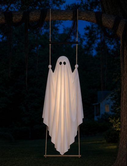 HauntedSwing 3.7FT Pre-Assembled Swing Ghost — Thoughtful Halloween Gift for Neighbors, Hosts & Party Throwers