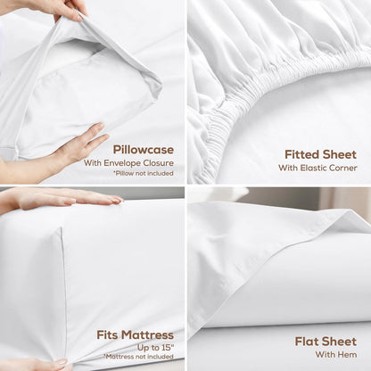 15-inch deep fitted sheet pocket with durable all-around elastic for a snug, tailored fit
