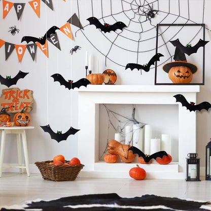 YUJUN 3D Halloween Decoration Gift – Ready-to-Hang 12PCS Bat Pack for Friends and Family