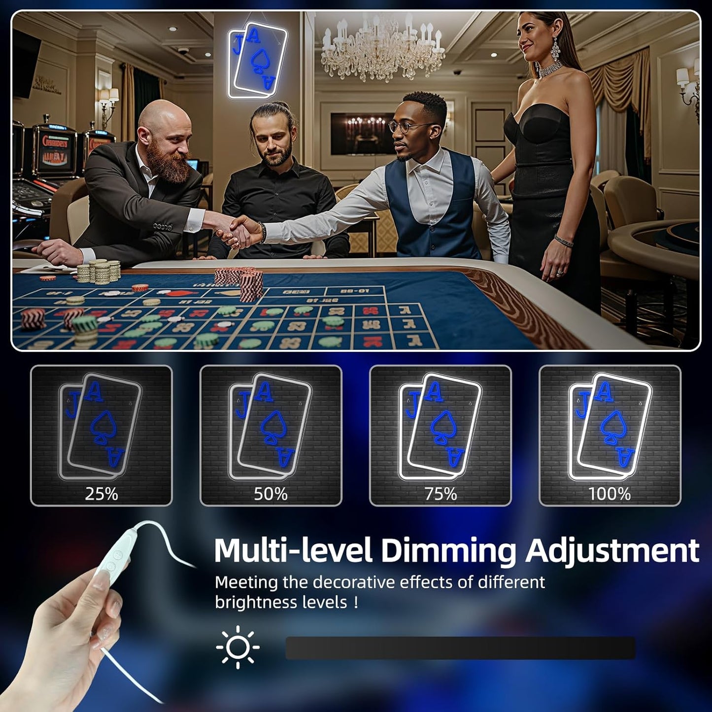15 style variants spanning poker hands, game room slogans, and themed icons in multiple colorways