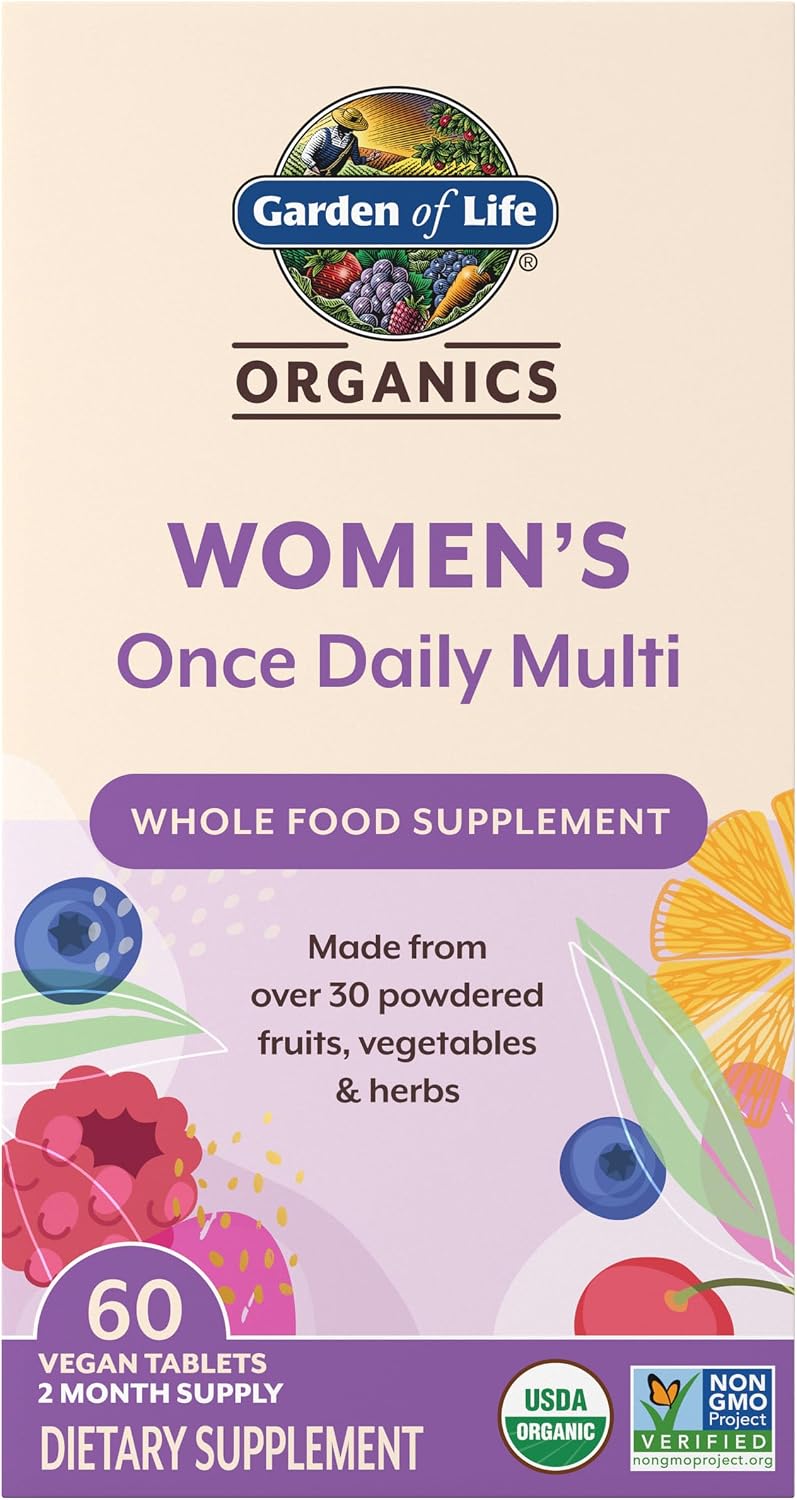 Garden of Life Organics Women's Once Daily Multivitamin, 30 Tablets for Travel and Home Use