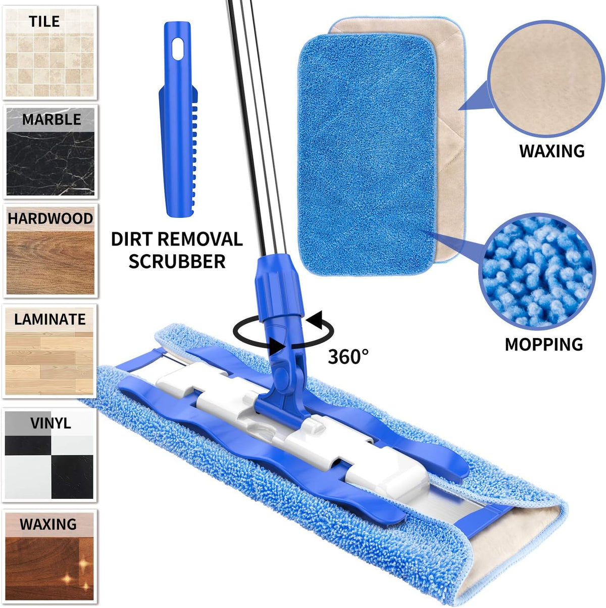 15" x 5" wide microfiber pad with improved clip-on attachment
