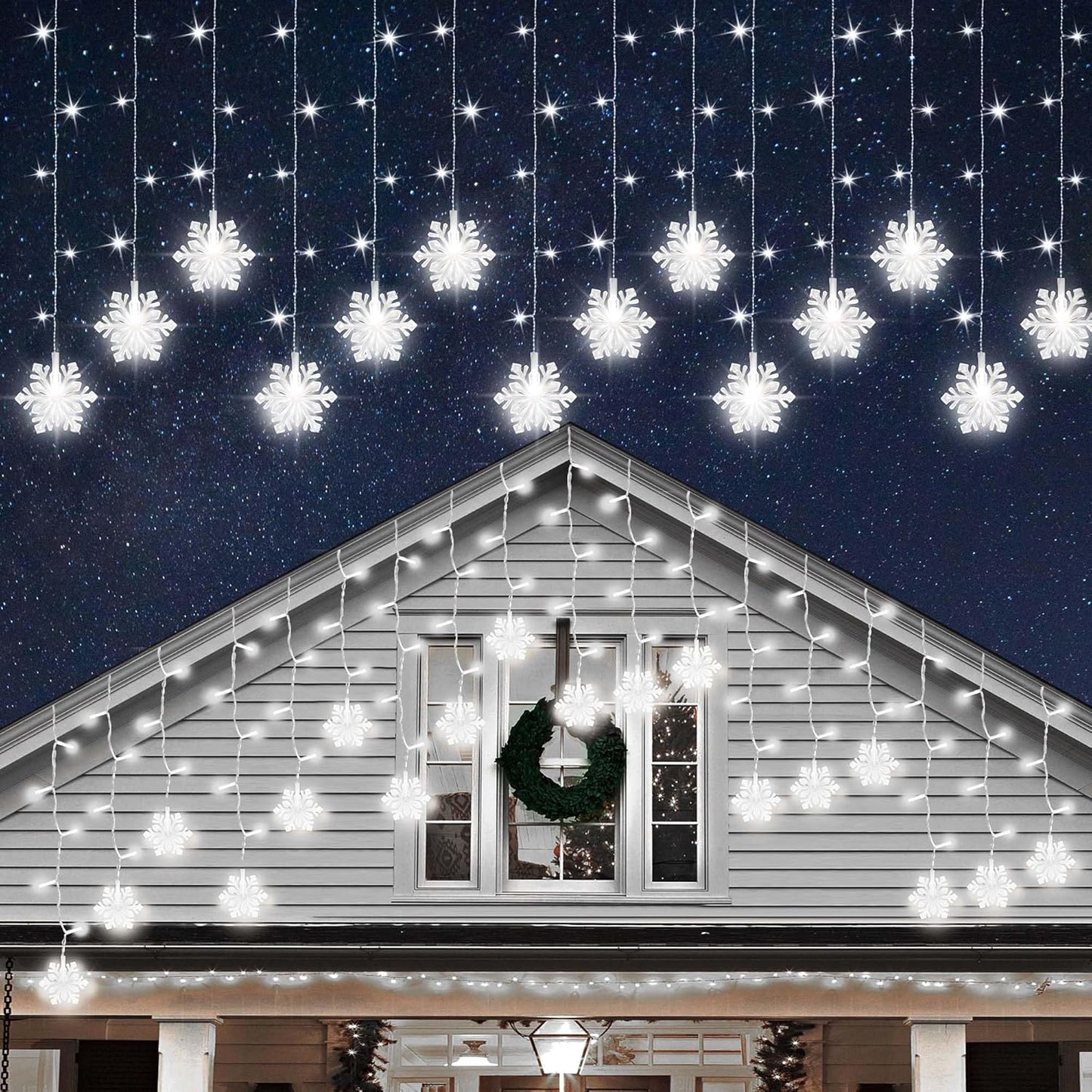 150-led icicle curtain layout covering 15.3 feet