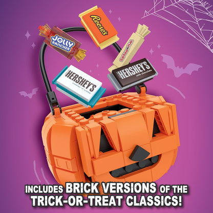 Brickcraft Hershey's Trick or Treat Tub – Fall Aesthetic Kitchen Counter Decor with Mini Hershey's Bars, Compact 4.3-Inch Build