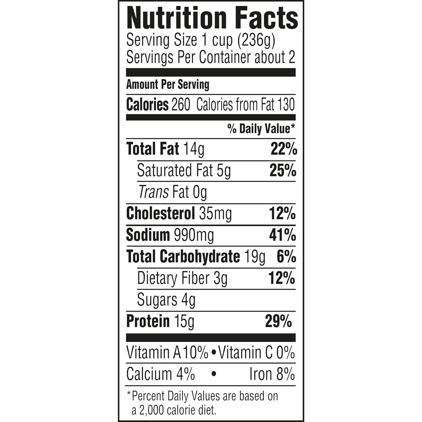 15g protein per serving from beef, pork, and textured soy flour