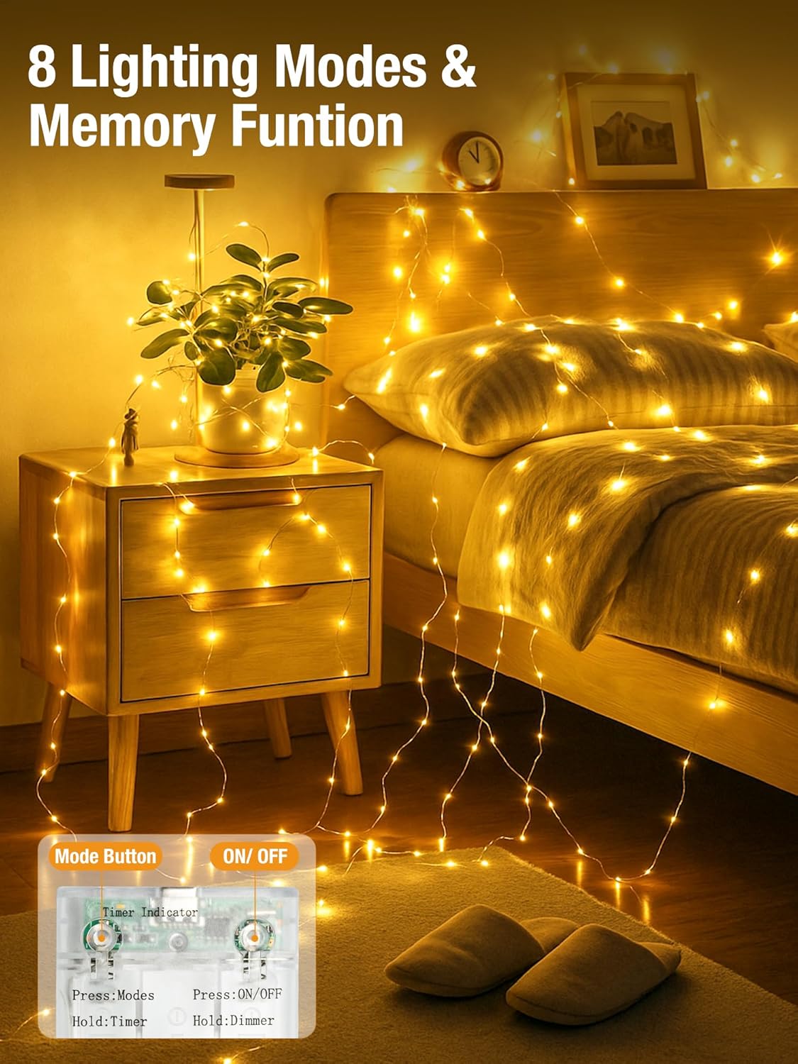 16.4 ft silver wire with 50 leds, 2700k warm white color temperature