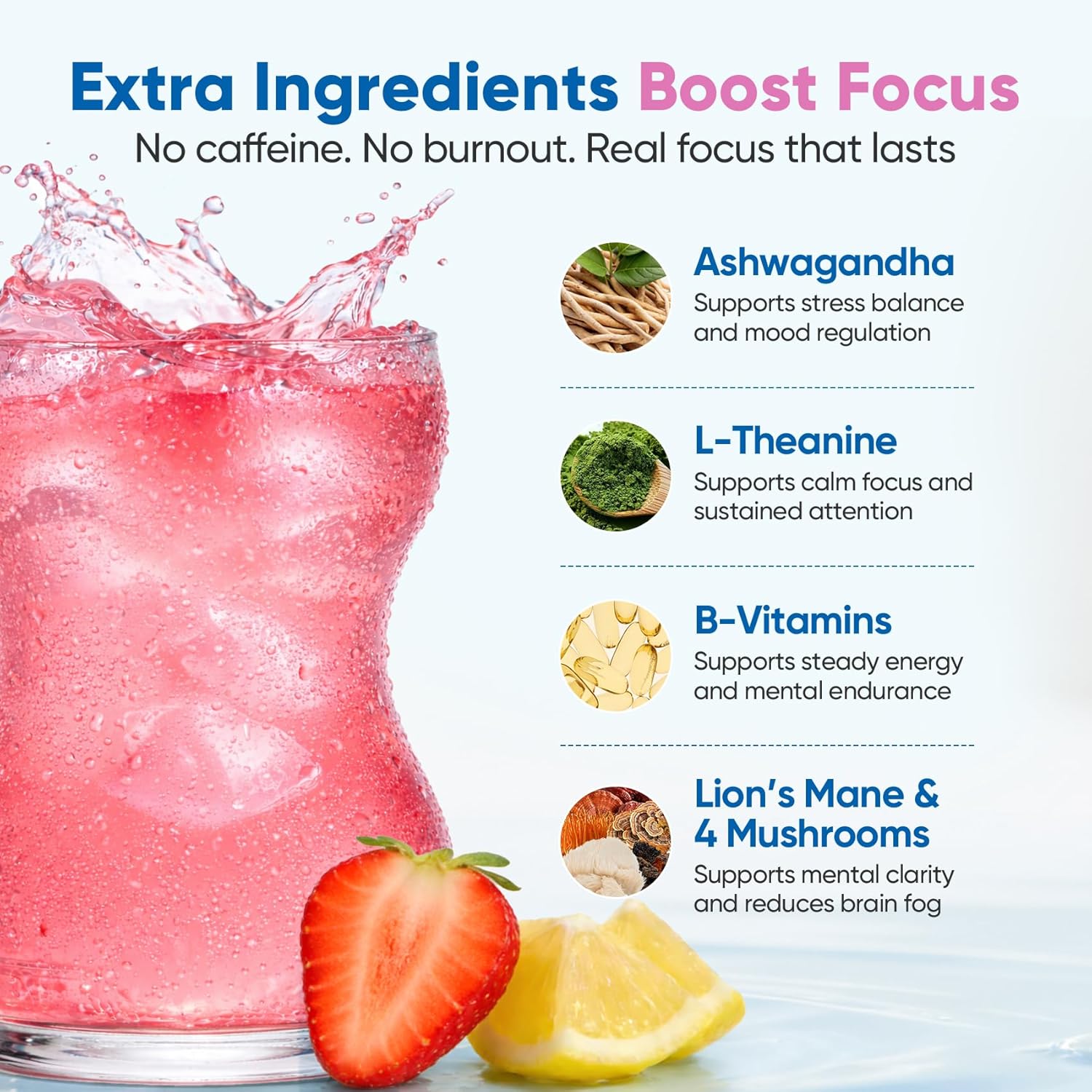 16 individually wrapped stick packets that dissolve in 16 oz of water or any beverage