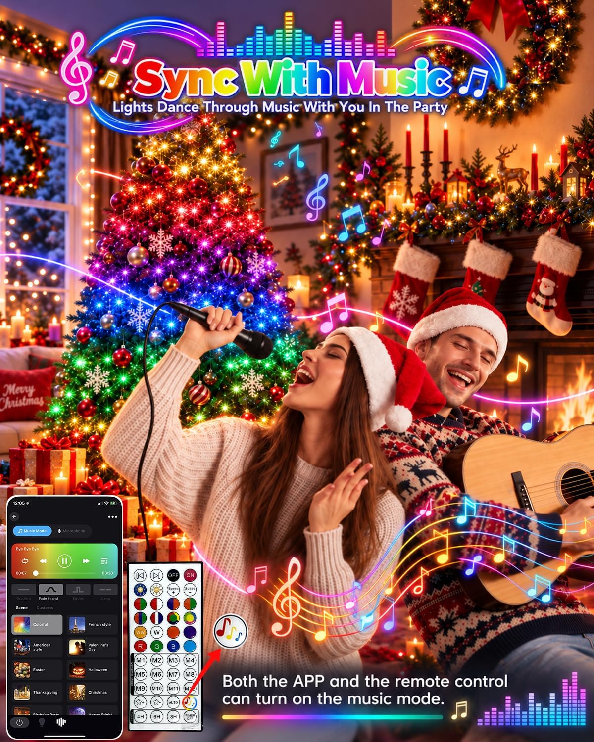 Lumicharm Smart String Lights – Thoughtful Birthday Gift for Mom and Women with 16M Colors and Music Sync for Home Ambiance