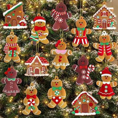 16-piece set including 12 assorted gingerbread men and 4 gingerbread houses