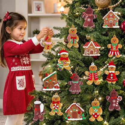 kockuu 16pcs Gingerbread Man Ornaments – Safe, Unbreakable Christmas Decor for Kids' Bedroom Tree
