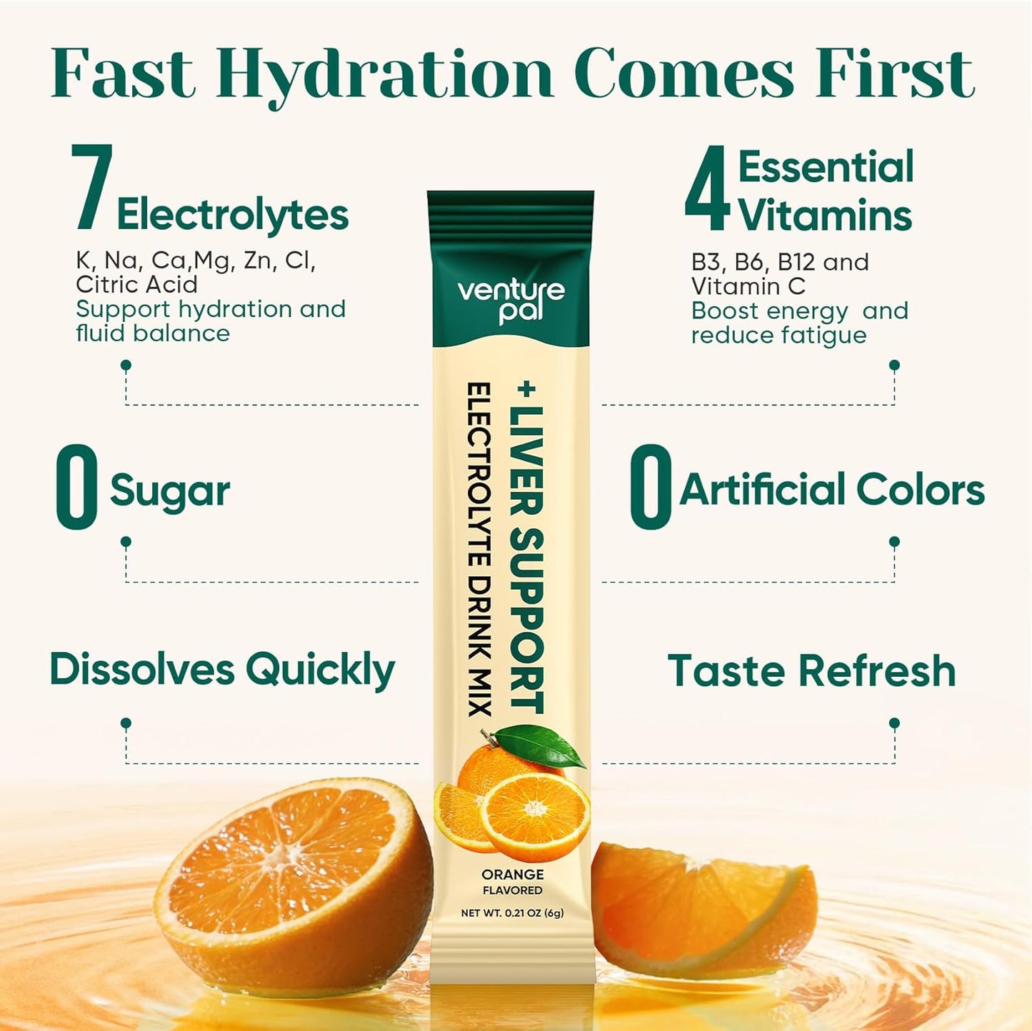 16 portable single-serve powder sticks that mix into 16–32 oz of water or juice