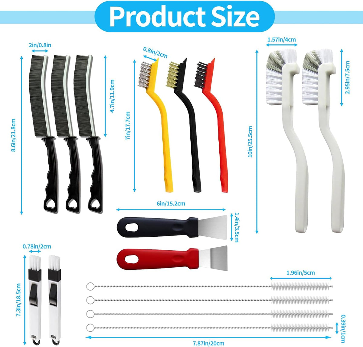 16Pcs Crevice Cleaning Brush Set – Quick-Turnover Deep Clean for Home Office, Kitchen and Bathroom Gaps