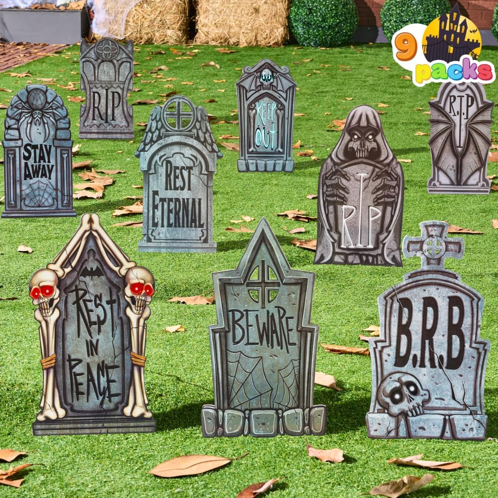 JOYIN Reusable Halloween Tombstones with Stakes – Thoughtful Gift for Hosts Who Throw Annual Halloween Parties