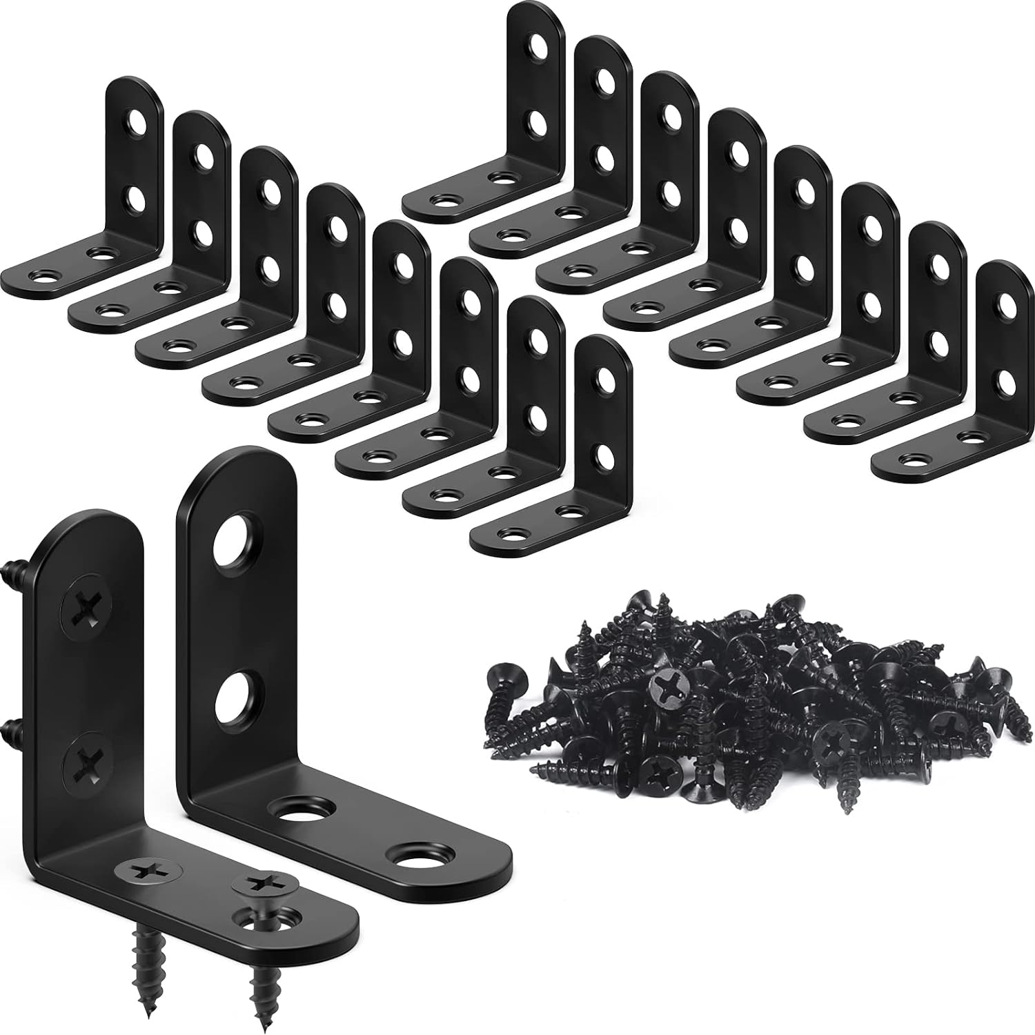 18-piece l-bracket set with 72 included self-tapping screws