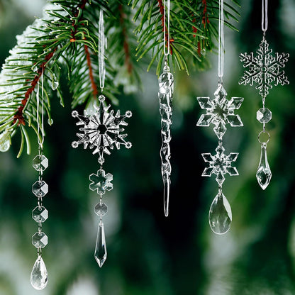 Layered Acrylic Icicle Hanging Decor – 7 Styles for Styled Christmas Tree, Mantel and Seasonal Vignettes