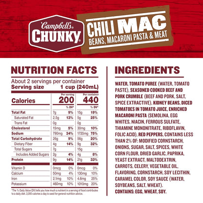 19g of protein per can from seasoned beef and hot dog pieces