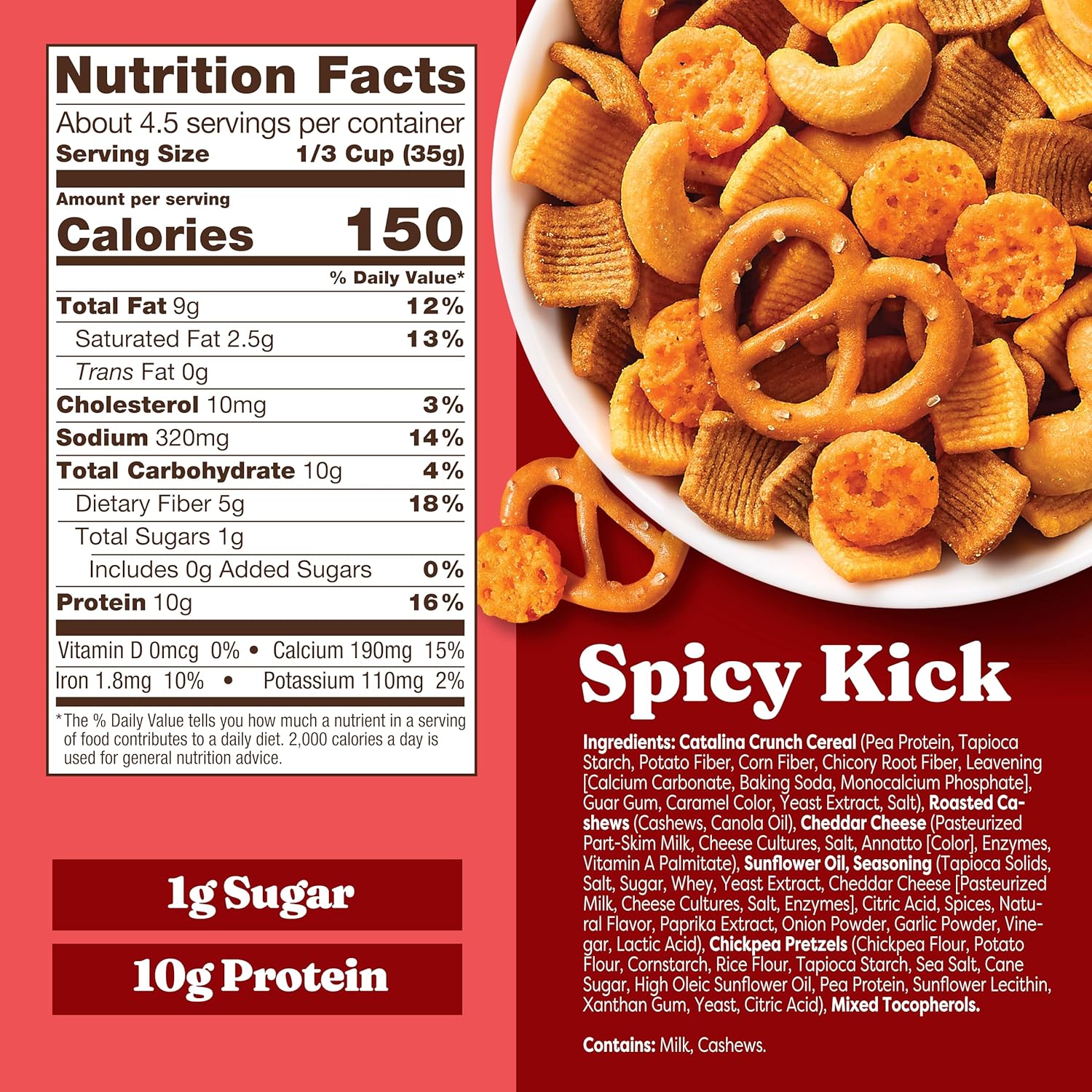 1g sugar per serving