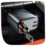 LISEN Retractable Car Charger 84W – Workday Charging Solution for Field and Long-Haul Truckers, 12V/24V Cigarette Lighter Adapter 45W PD