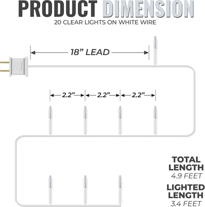 2.2-inch bulb spacing along 3.4 ft of lighted length