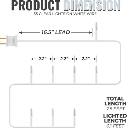 2.2-inch bulb spacing along 3.4 ft of lighted length