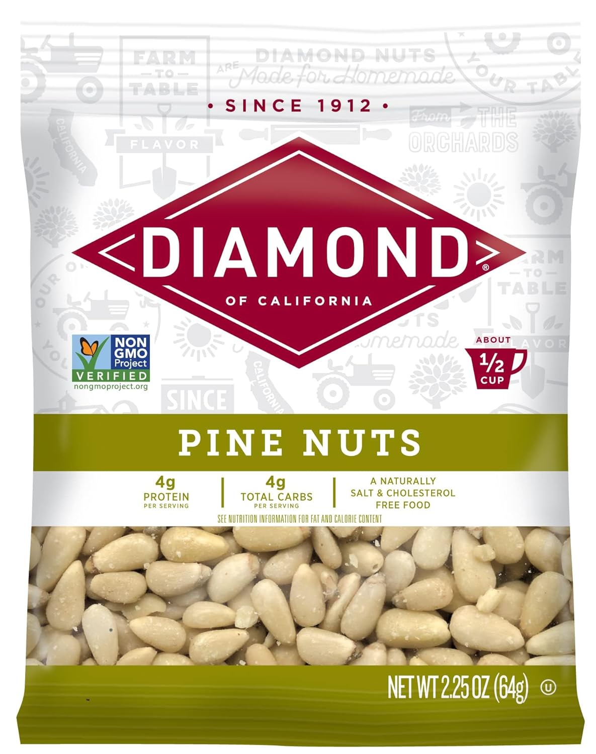 2.25 oz (1/2 cup) resealable-style bag providing about 2 servings