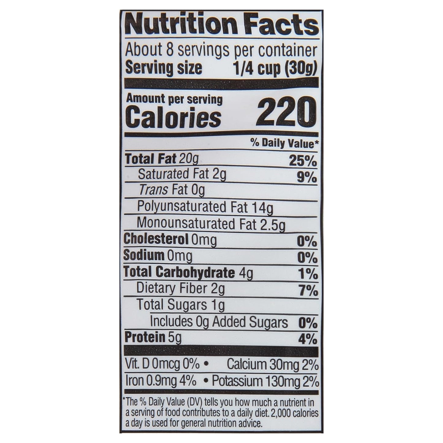 2.5g ala omega-3, 5g protein, 4g carbs per serving