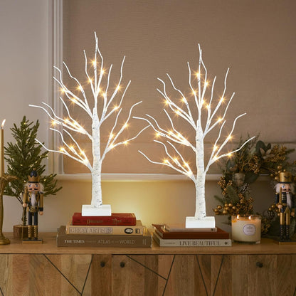 PEIDUO Slim Lighted Birch Lamp – Less-Is-More Mantel Styling, Warm White Without the Clutter