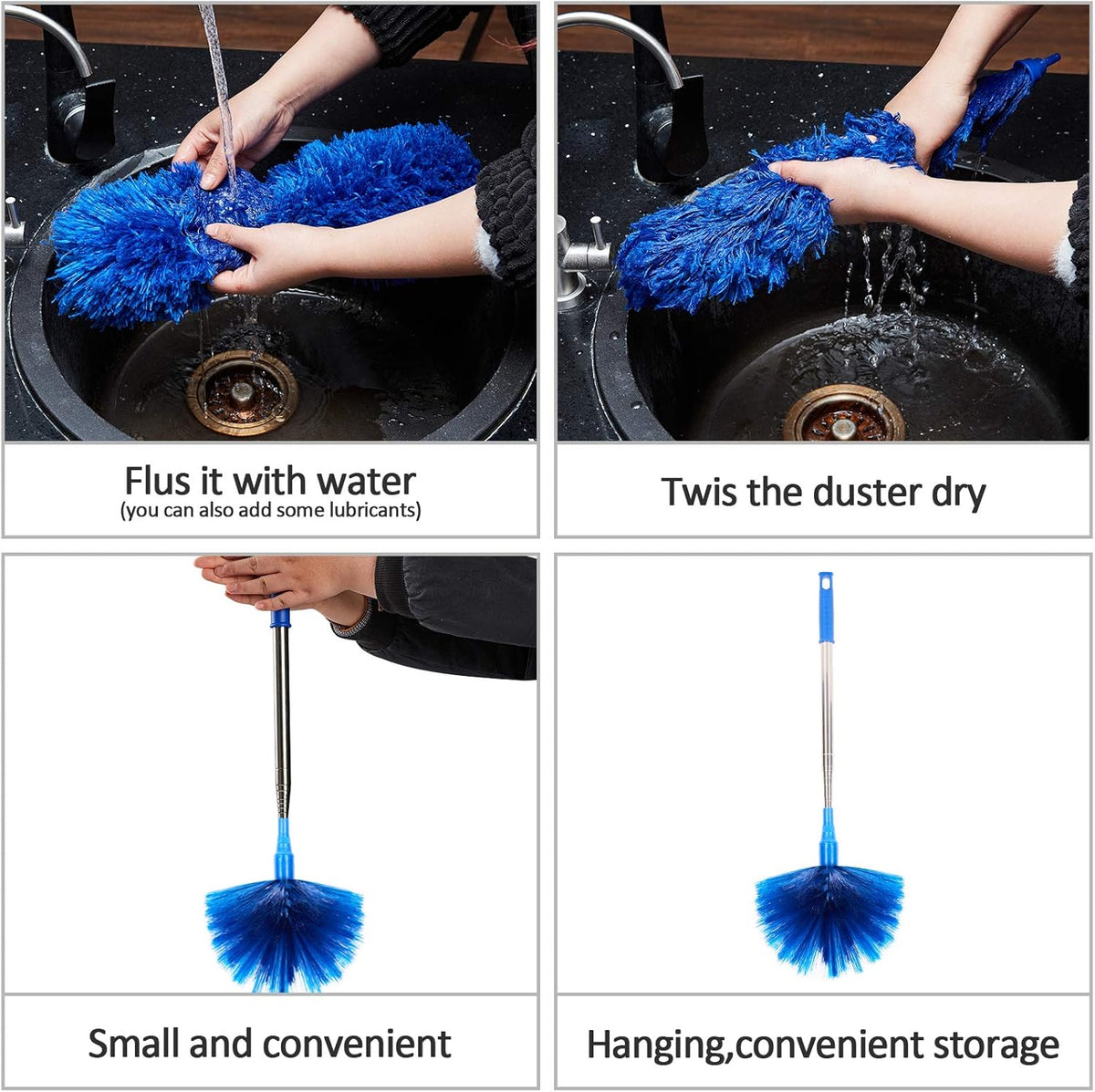 2 in 1 Cobweb and Microfiber Duster – Aesthetic-Friendly Whole Home Dusting, Lightweight Washable 100 in Telescopic Pole