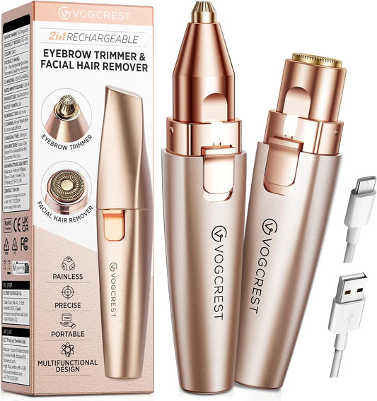 2-in-1 dual head functioning as eyebrow shaver and facial hair remover