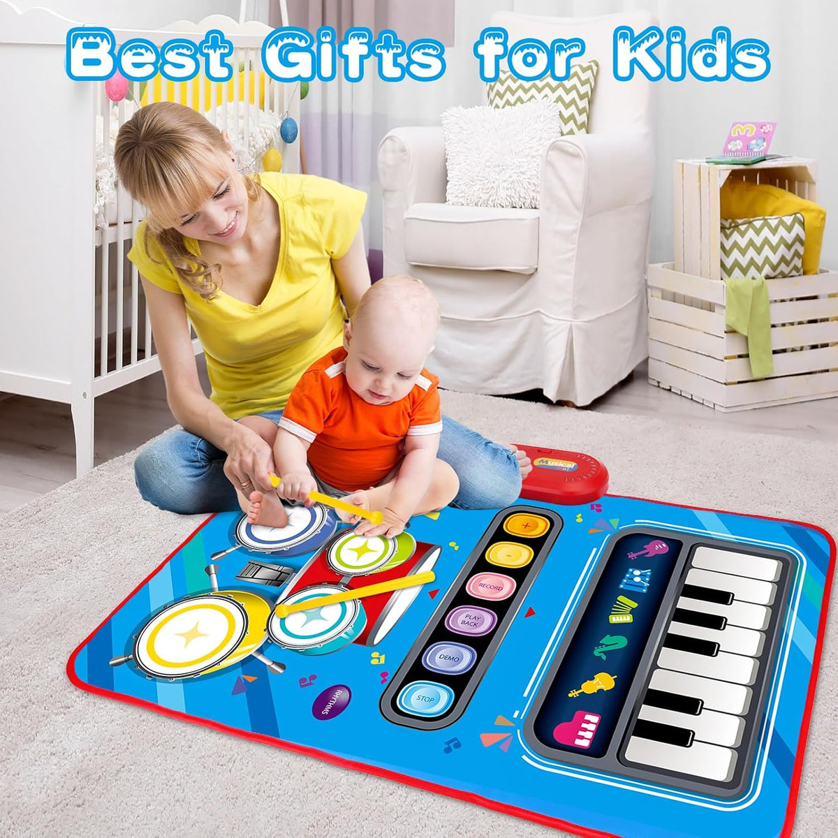 Baby Toys for 1 Year Old 2 in 1 Musical Mat – Soft Touch-Sensitive Piano Play Mat for Toddler Playroom and Nursery