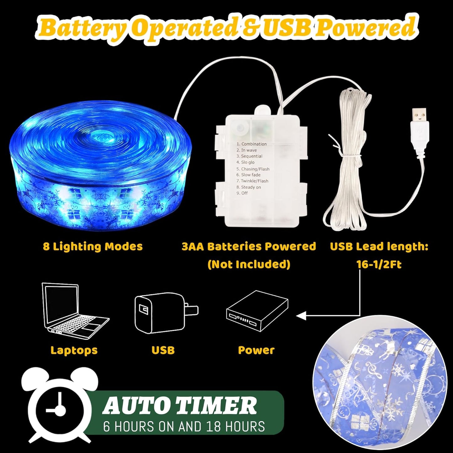 2-in-1 waterproof battery box (3 aa) plus usb plug-in with 16.5ft lead