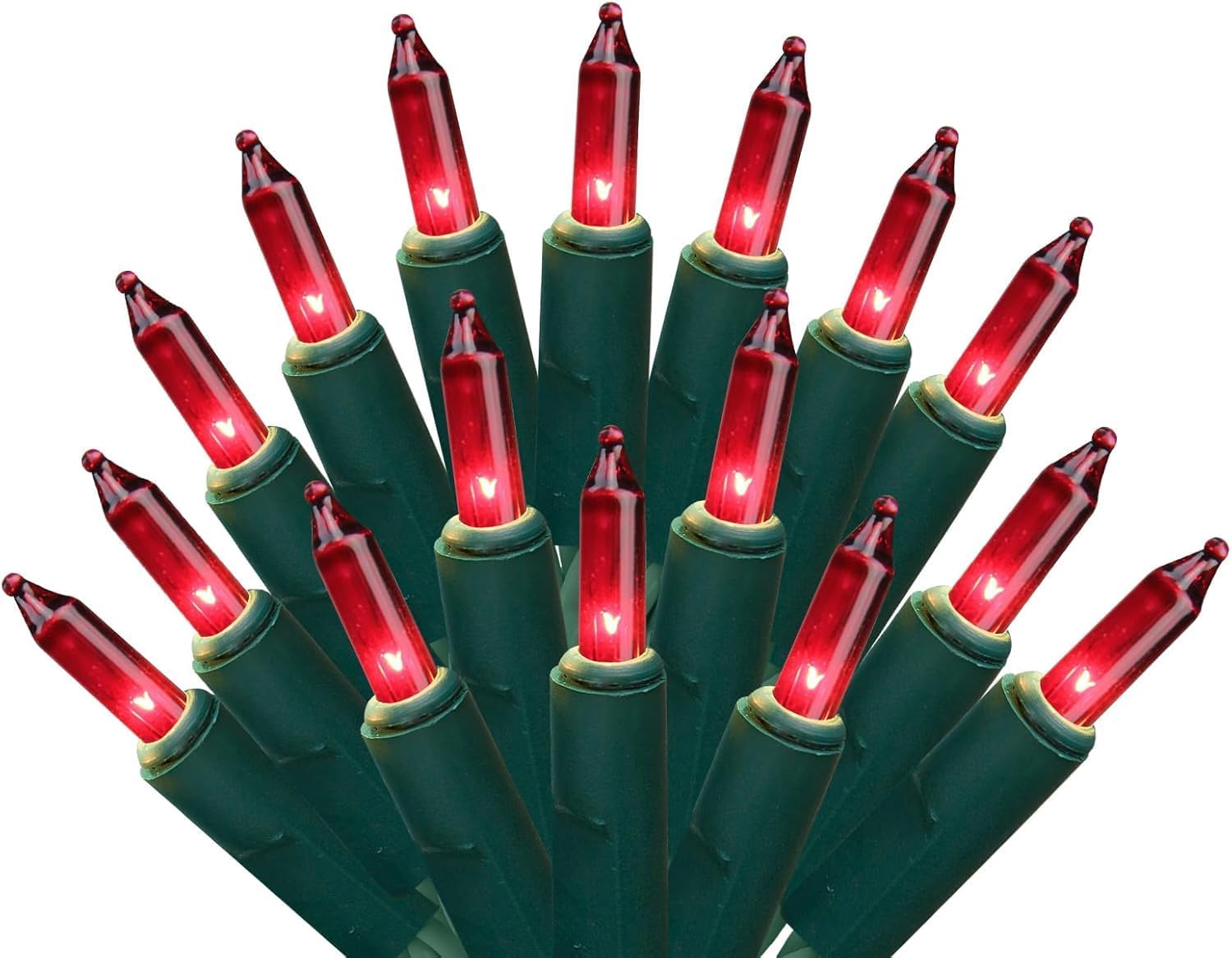 2 independent 50-light circuits, each switchable between steady burn and flashing via included red-tip flasher bulbs
