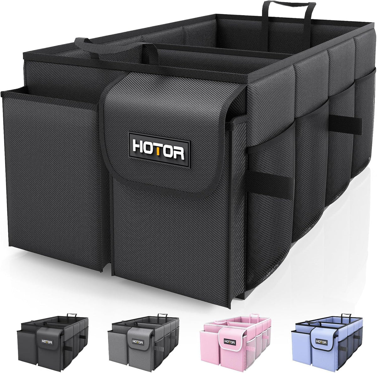 2 large main compartments with 6 stretchy mesh exterior pockets