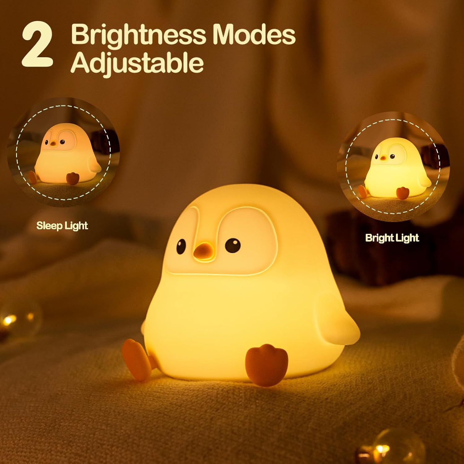 2-level dimmable warm white led (low mode for sleep, high mode for diaper changes)