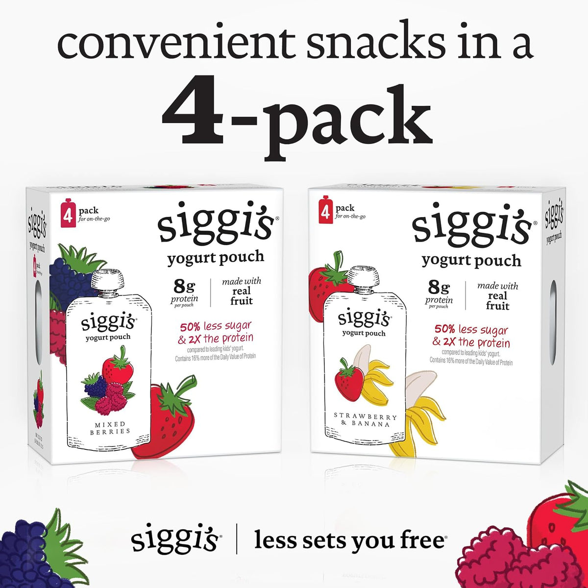 siggi's Peach Mango Reduced Fat Yogurt Pouches – Clean Label Snack for Daycare Lunch Confidence