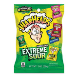 WARHEADS Extreme Sour Hard Candy Sour Apple Black Cherry Blue Raspberry Lemon Watermelon 2 oz Bag for Sour Challenge Playdates